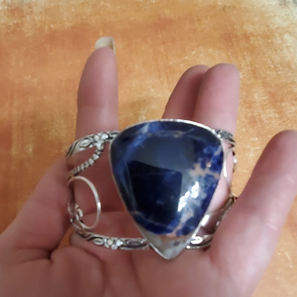 New Sodalite 925 Silver Cuff Bracelet. - Picture 4 of 8